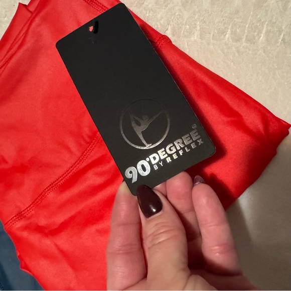 Bundle of 2- 90 Degree by Reflex Shiny Red & Blue Leggings. Size XL - Picture 4 of 6